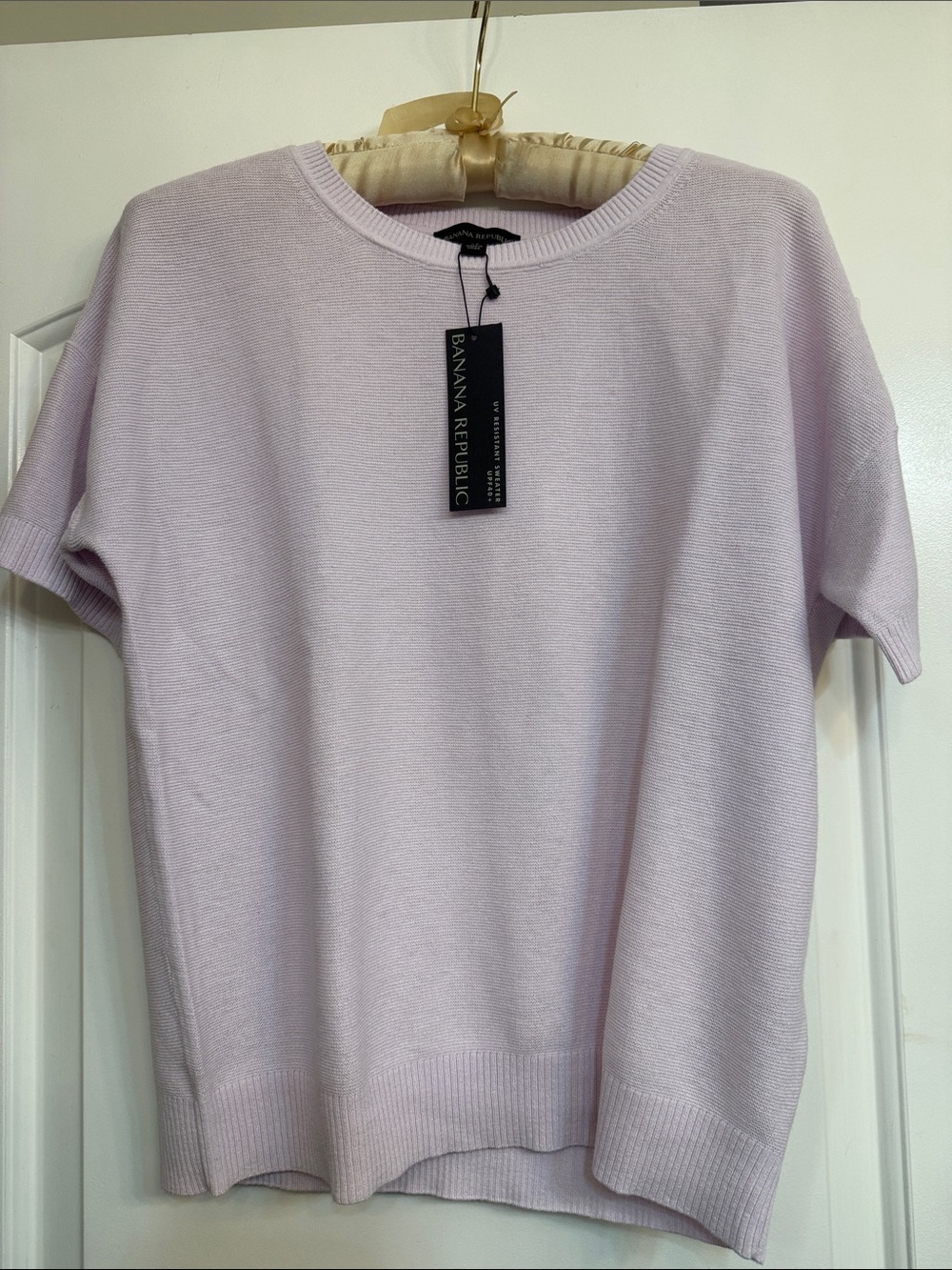 Banana Republic Light Lavender Short-Sleeve Crew Sweater
